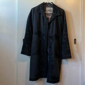 Johnny Was Biya collection black beaded coat size small